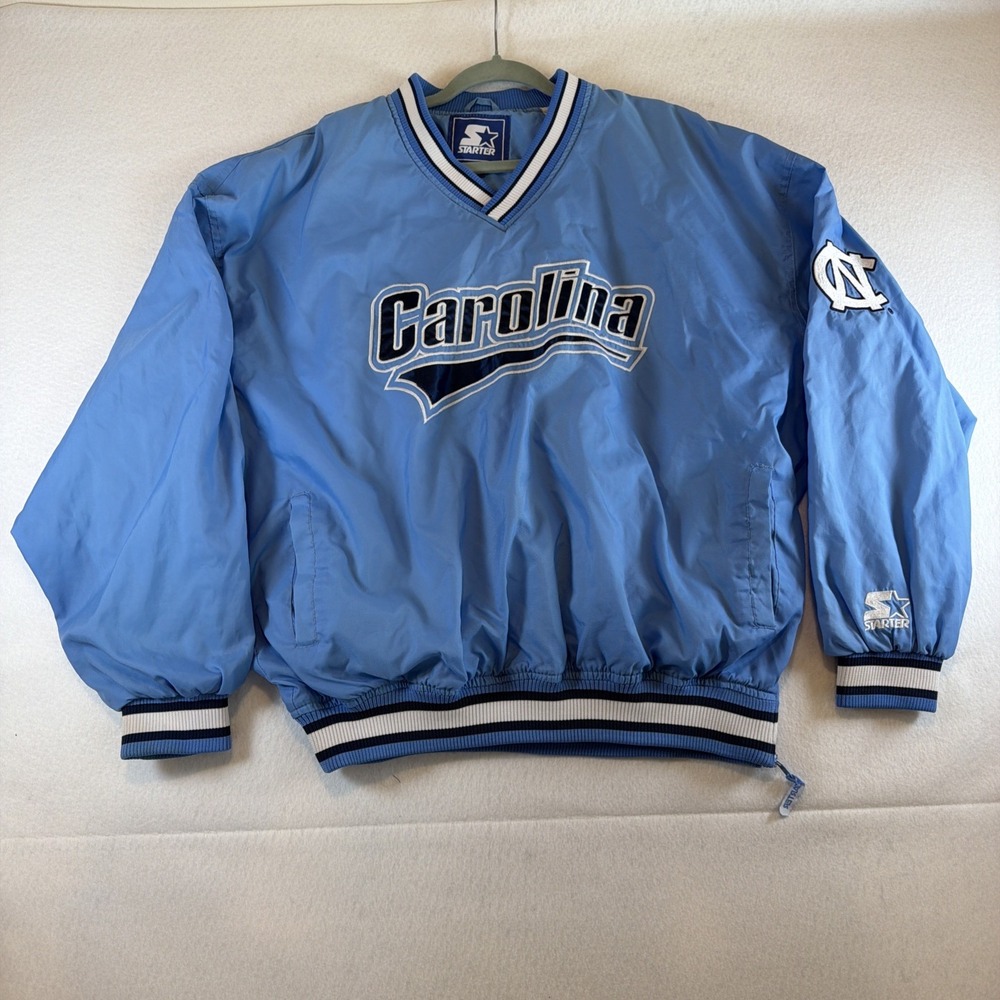 Vintage 90s Starter Carolina Tar Heels Pullover Jacket XL Men's Blue